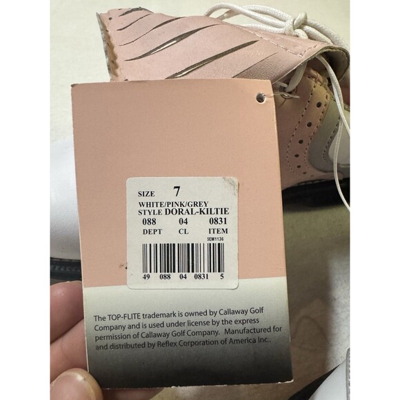 *BNWT* TOP FLITE Women Golf Shoes, Doral Kiltie White Pink Gray Size 7 Y2K - Picture 4 of 6